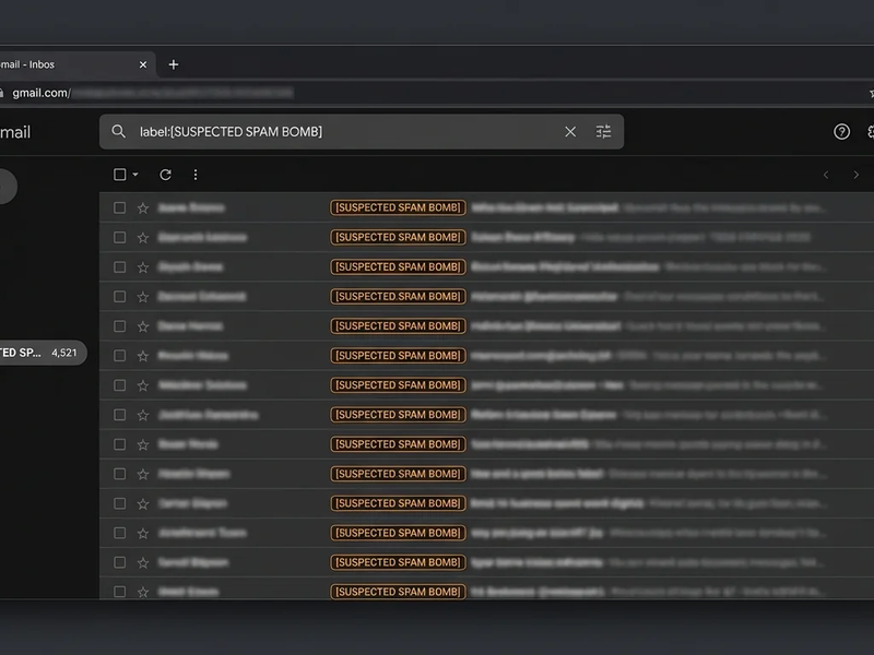 New Gmail label created for organizing and managing incoming spam emails effectively.